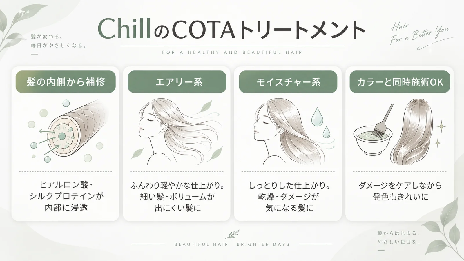 福山の美容室ChillのCOTAトリートメント4つの特徴